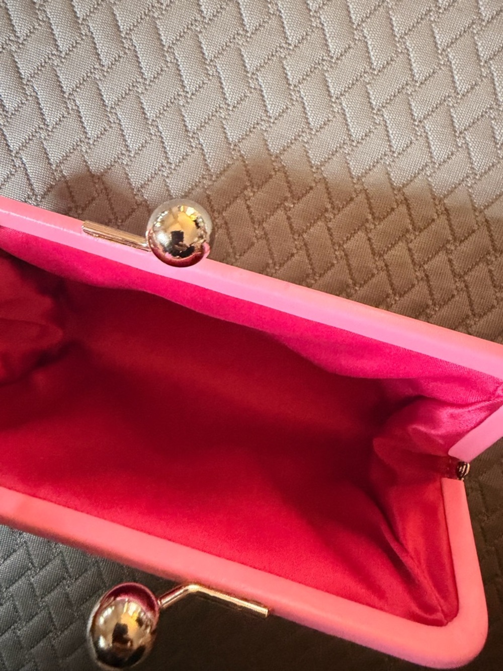 Coach Pink & Red Suede Wristlet Clutch - Picture 3 of 6